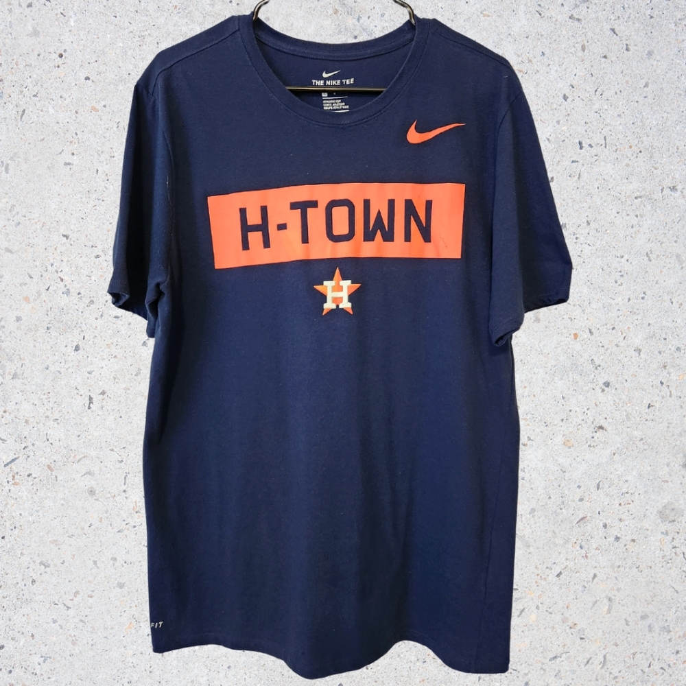 Nike H-Town Dri Fit Blue Tee Size Large